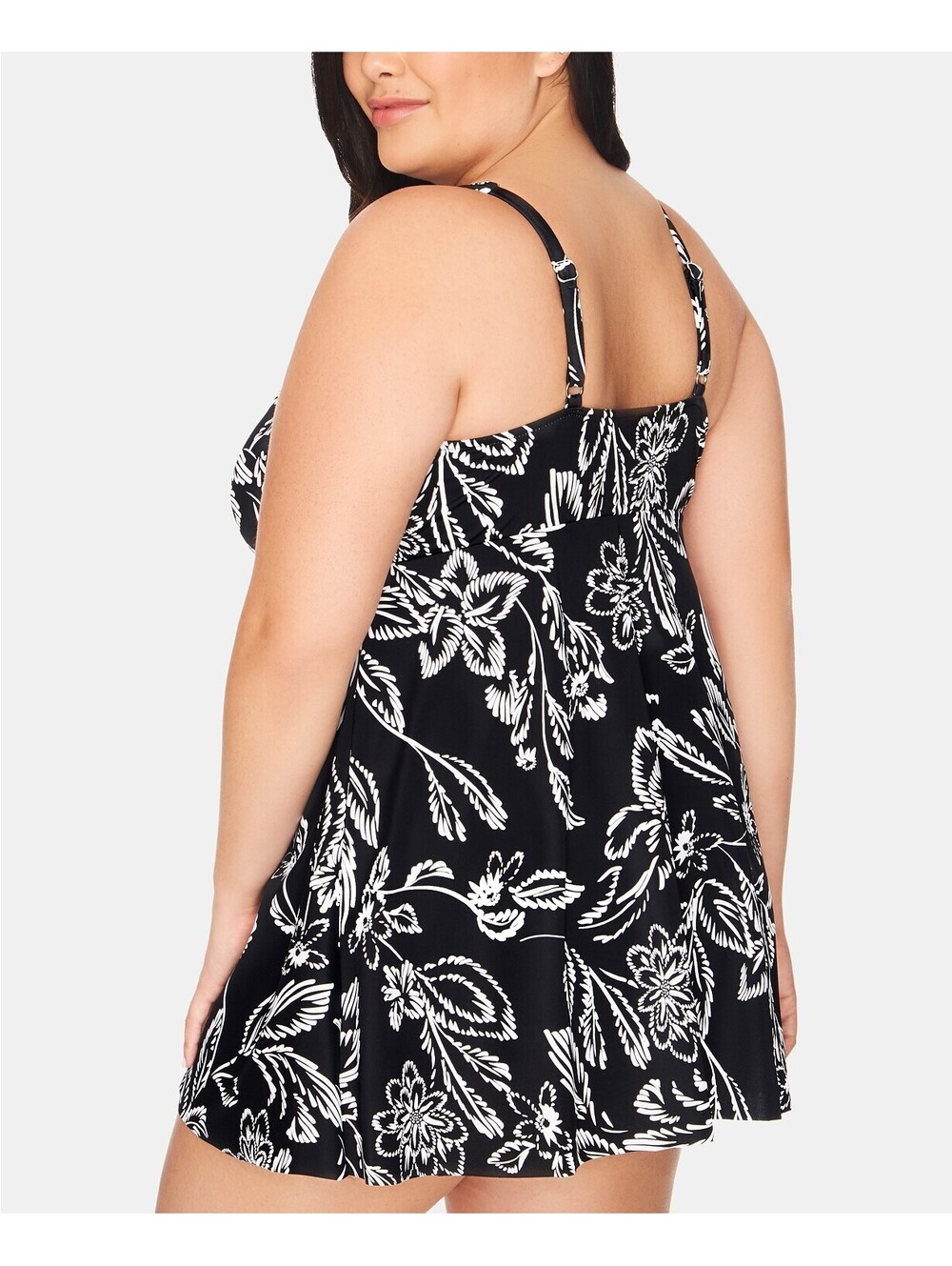 Swim Solutions Womens Plus Size Flyaway Swim Dress Black Size 22W - Picture 2 of 2